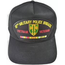 HatnPatch US ARMY 18TH MILITARY POLICE MP BRIGADE VIETNAM VETERAN HAT W/ CAMPAGIN RIBBONS