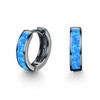 Small Opal Hoop Earrings for Men Women 925 Sterling Silver