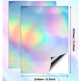 Vokowin 20 Sheets Printable Vinyl Sticker Paper A4 Holographic Sticker Paper, Waterproof Transparent Film for Inkjet Printer Laser Printer DIY Craft Decoration (K109-20)