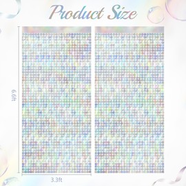 2 Pack 3.3x6.6ft Holography Silver Tile Foil Fringe Curtains - Gleaming Iridescent Tinsel in Geometric Patterns, Ideal Backdrop for Architecture Decorations, Construction Party, Building Celebration