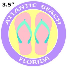 Athena Brands Flip Flops Atlantic Beach - Car Truck Window Bumper Graphics Sticker Decal - Panama Purple