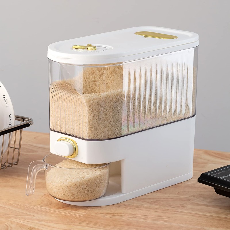 Sooyee 11Lbs Rice Dispenser, Large Grain Container Storage with Lid