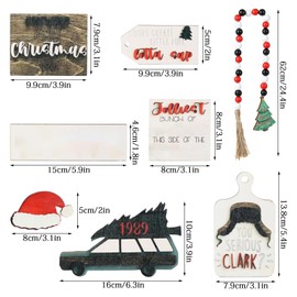 ACJRYO Christmas Tiered Tray Decor, 7pcs Triple Tiered Tray Decor Christmas Table Decorations Rustic Farmhouse Autumn Fall Supplies for Christmas Home Kitchen Party Decoration Not Included Tray