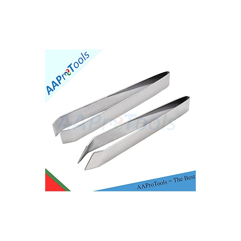 AAProTools 2 Pieces Fish Bone Tweezers, Stainless Steel Flat and