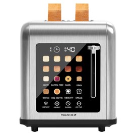 2 Slice Toaster Touch Screen, Stainless Steel Toasters Digital Timer 2 Slot Toasters, 8 Shade Settings 6 Bread Types for Bagel, Cancel, Defrost（Stainless Steel）