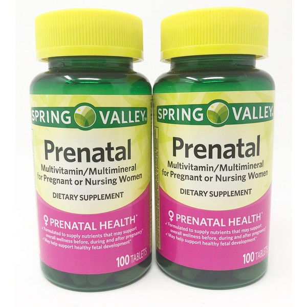 Spring Valley - Prenatal, Multivitamin, Multimineral, Twin Pack 200 Tablets Total