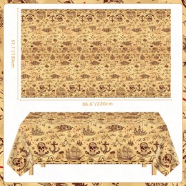Pirate Tablecloth Treasure Map Tablecover Rectangular 51 x 86inch Treasure Island Map Tablecloth for Pirate Theme Birthday Party Decoration (4)