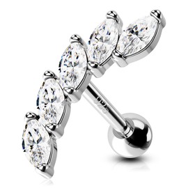 OUFER Helix Piercings Jewellery 925 Sterling Silver Conch Ring Tragus Studs Cartilage Earring 16G AAA+ CZ Upper Top Ear Barbell Gift for Women Girls