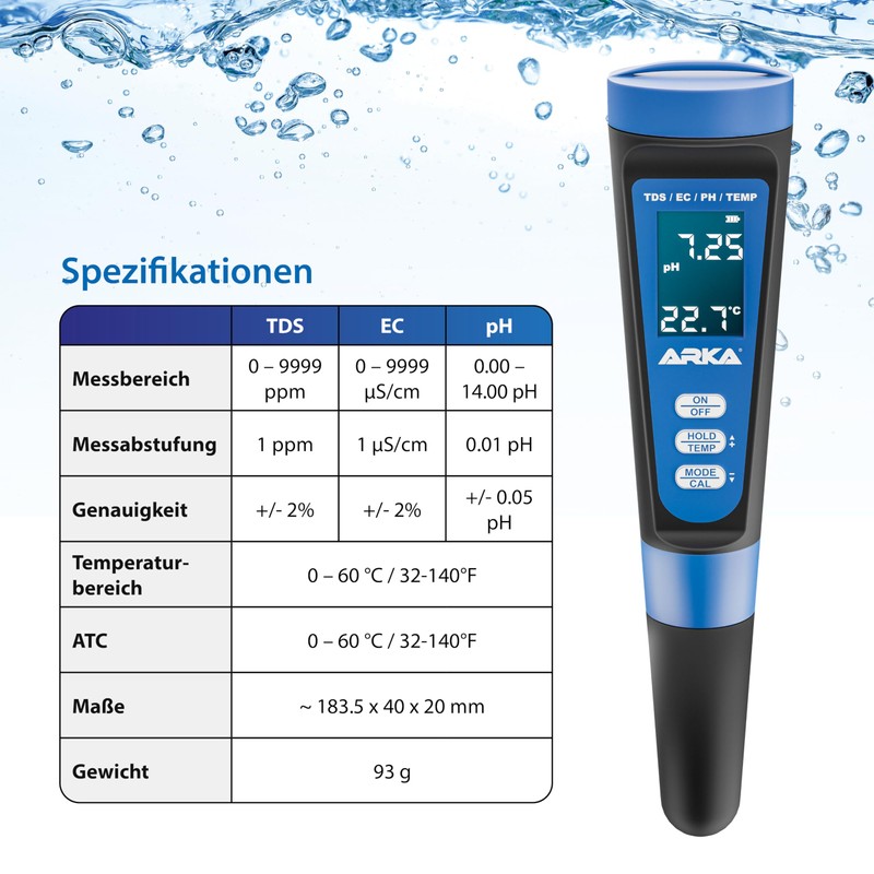 ARKA pH TDS EC Water Quality Meter - myAqua Digital