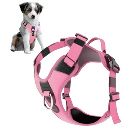 PupSensei No Pull Dog Harness - Durable Polyester Puppy Harness with Front Anti-Pull Loop, Reflective Strips, and Quick-Release Clips for Small, Medium, and Large Dogs (Light Pink, Small)