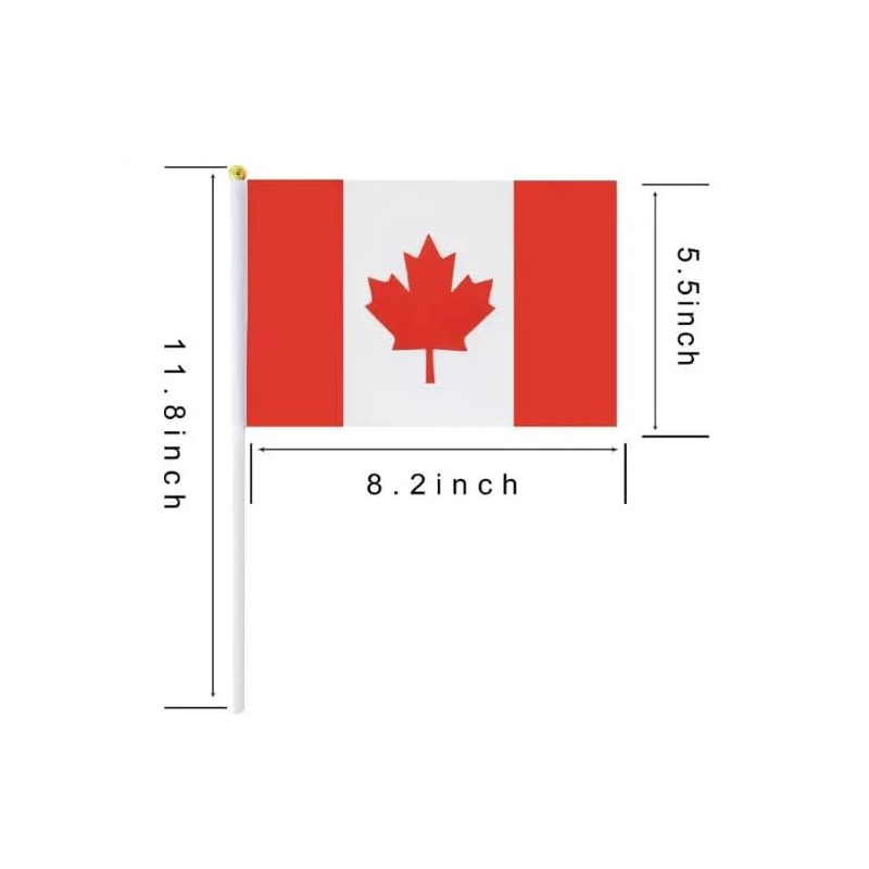 Mini Canada Flags 5.5" x 8.25" Pack of 10 Plastic