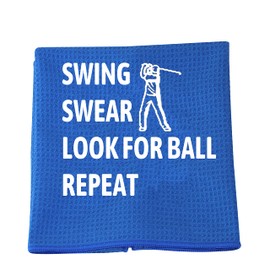 JXGZSO Swing Swear Look for Ball Repeat Funny Golf Towel Golf Gift for Golf Lover Golf Club Golf Coach Embroidered Golf Towels (Swing Swear Ball Repeat)