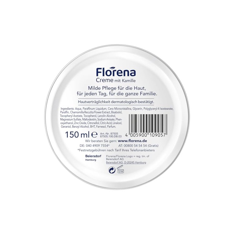 Florena Creme with Chamomile (1 x 150 ml) by Florena