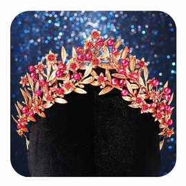 Kilshye Red Queen Headband Gold Leaf Costume Headpiece Rhinestone Hair Accessories for Women