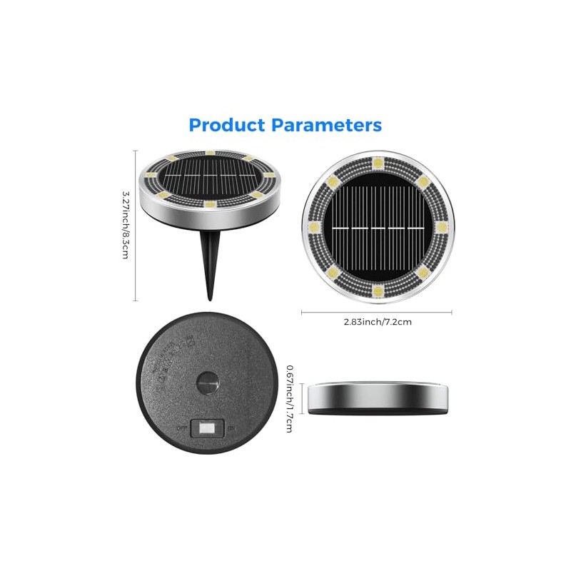 4 Packs Cool White Solar Ground Lights