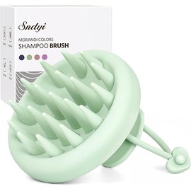 Sndyi Silicone Scalp Massager Shampoo Brush, Hair Scrubber with Soft Silicone Bristles, Scalp Scrubber/Exfoliator for Dandruff Removal, Wet Dry Scalp Brush for Hair Growth & Scalp Care, Mint Green