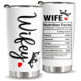 Gift For Lover Tumbler 20oz -  Water Bottle Vintage Anniversary Gift, Romantic Travel Cup For Couple, Coffee Steel Double-Wall Vacuum Insulation Cup:_Wifey