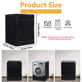 aleawol Washing Machine Cover 60 x 60 x 85cm, Four-Sided Full Wrap Washing Machine Cover Front Loader with Double Zipper Waterproof Washer and Dryer Covers for Most Front Loading Washers and Dryers