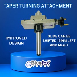 BLUEFOX TOOLS MT2 Introducing The Taper Turning Attachment With Revolving Live Center For 2MT Lathe Machines | for Off-setting Lathe's Tailstock| Hardened Point | 2 Handle Rotational | Precise 0.75mm