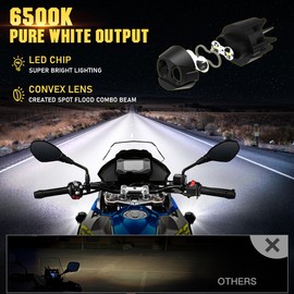 LEDOPPO Motorcycle Fog Lights LED Kit Auxiliary Driving Lights with Switch Wiring Harness Brackets 50W Hi-Low Combo Beam for R1200GS Adventure Touring Cruiser Sport Motorcycle E-bike ATV UTV Trike