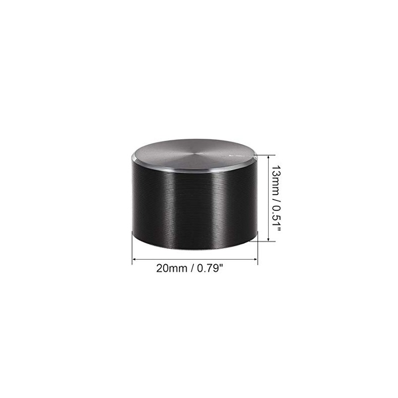 sourcing map 5pcs Potentiometer Knob Knurled Shaft Black Aluminum Smooth