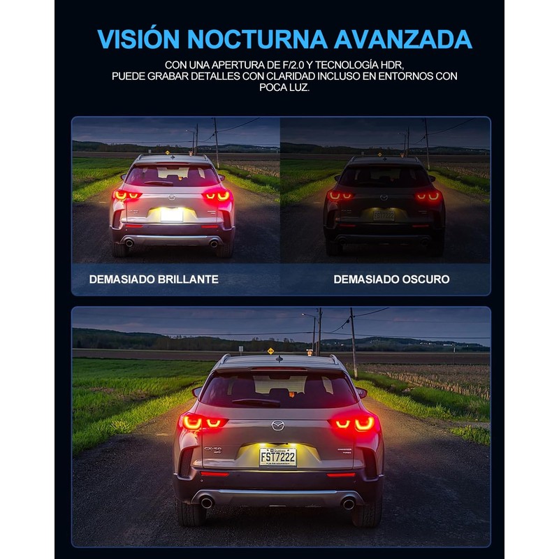 HAPEMEIN Cámara para Carro, 1080P WiFi DashCam Auto Delantera Trasera