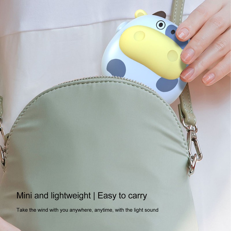 Mini Hanging Neck Fan USB Rechargeable Bladeless Cartoon Cow Shape