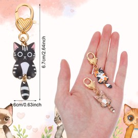 Ymapinc 5pcs Cute Cat Key Chain, Bag Charm Handbag Wallet Backpack Charm - Kawaii Pendant Black Cat Keychain Metal Keychain Gift for Women and Girls - 5 Desigh