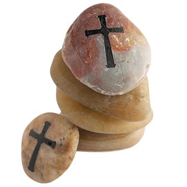 Fun Express Religious Cross Worry Stones (Set of 12) Christian Home Decor - VBS Vacation Bible School Supplies/Decor