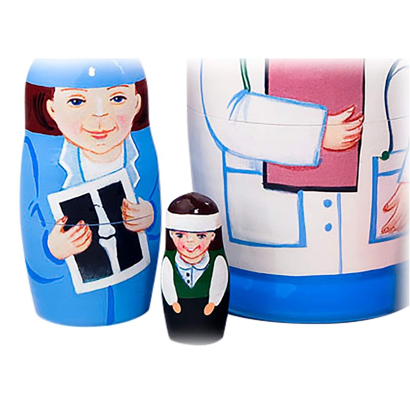 Nurse 5-piece Russian Wood Nesting Doll