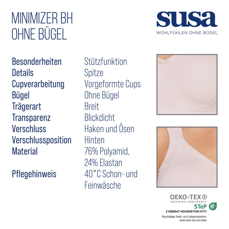 Susa London Women's Minimiser Underwired Bra, Moulded (London) - natural