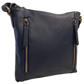 Rowallan Of Scotland Womens Soft Medium Smooth Leather Cross Body Bag In Navy Blue