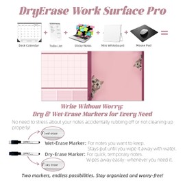 JJPRO Multi-Use Dry Erase Desk Calendar, Erasable Desk Writing Pad, Reusable Desk Writing Board,Dry Erase Calendar for Desk,Large Desktop Slim Protector for Office, Home-13.5"x28" -Pink