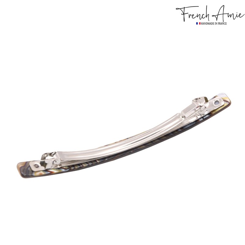 French Amie Long and Thin Handmade Celluloid Onyx Hair Clip