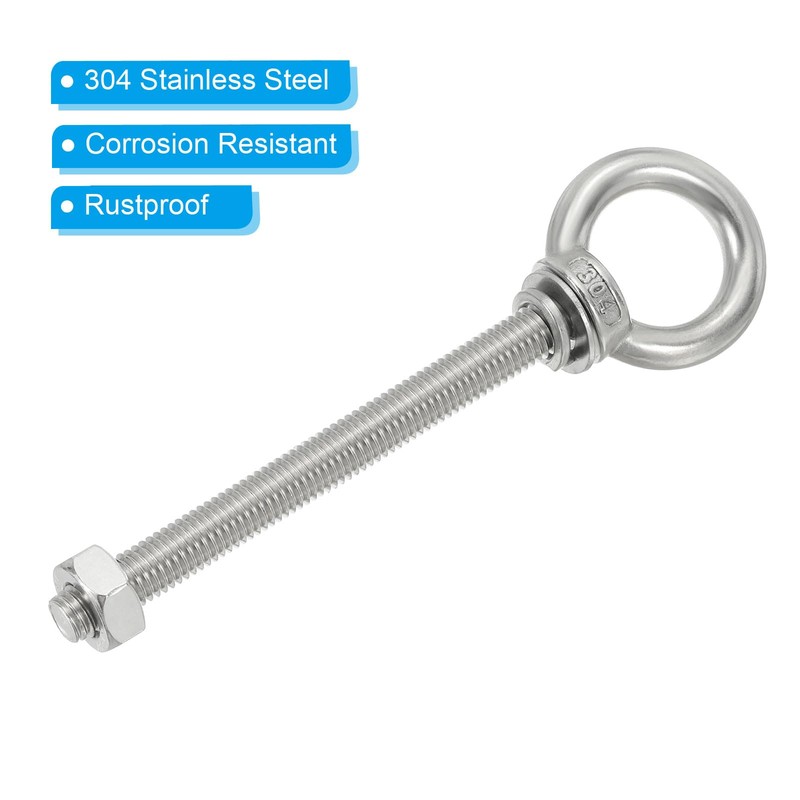 PATIKIL M10 x 120mm Lifting Shoulder Eye Bolt, 2Pcs 304