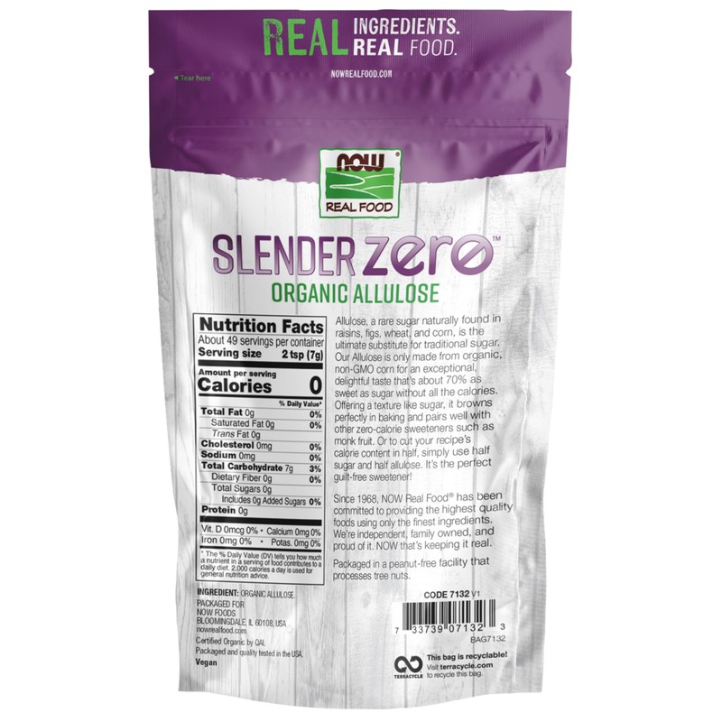 NOW Real Food, Slender Zero, Organic Allulose, Zero Calories, Sugar