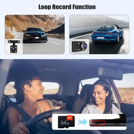 OiLiehu Dash Cam Front and Rear, 1080P HD In-Car Camera, 4 inch LCD Touchscreen, Dual Cameras Dashcam for Cars with Night Vision, 150° Wide Angle, Loop Recording, Include 64GB TF-Card