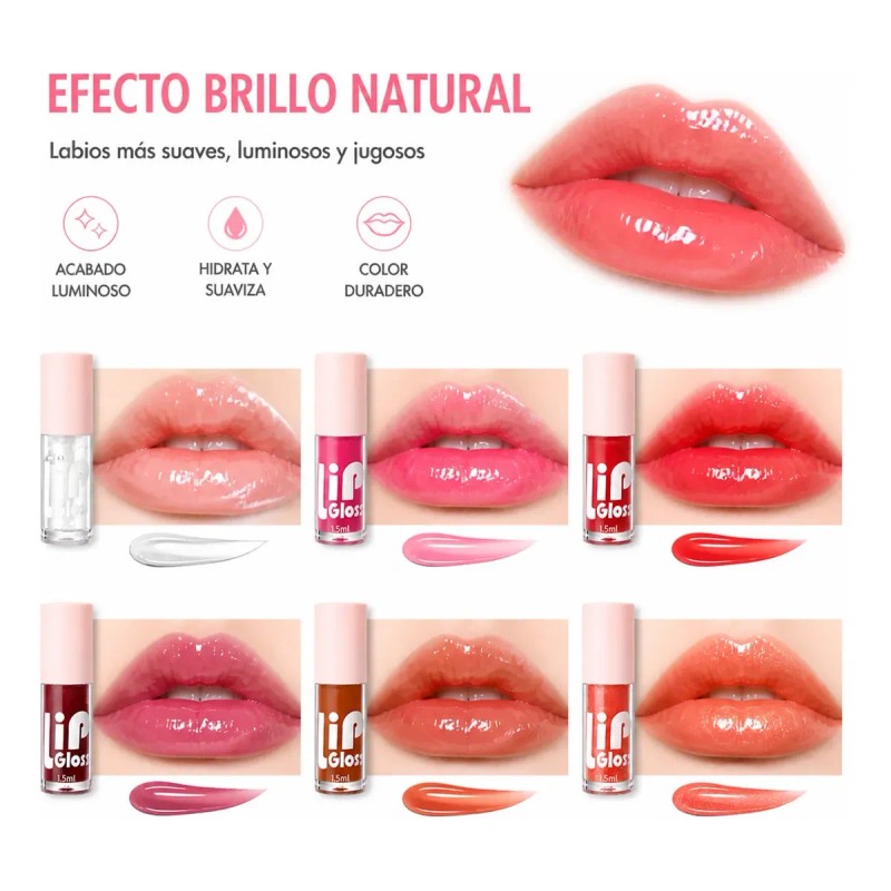 Set De 6 Aceites Para Labios Lip Glow Oil Gloss