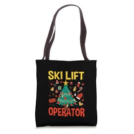 Cute Ski Lift Operator Christmas Chairlift Mountain Resort Tote Bag
