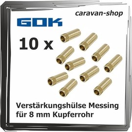 10 x Reinforcement Sleeve Brass for Gas Copper Pipe 8mm Gas System for Boat Marine Caravan Caravan Motorhome Support Sleeve