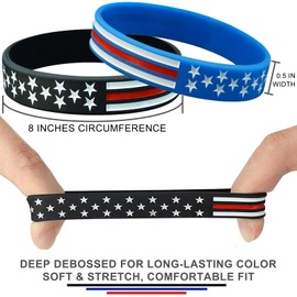 4th of July Bracelets 10-Pack American Flag Bracelets Men Women Stretchable Wristbands for Independence Day Decorations Patriotic Party Favors Gifts
