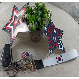 FFILL Korea Key Flag,Wristlet Strap Lanyard Keychain Holder with Key Ring Cell Phone lanyards Key Chain Holder,Be Used for Car ID Backpacks Luggage Motorcycles,Gifts - EDC., White, 1*8.5in