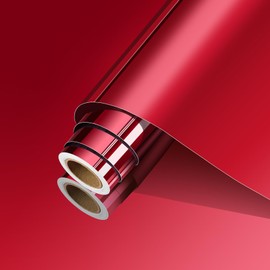 ReWallpaper Red Mirror Stickers Peel and Stick Mirror Film for Crafts Self Adhesive Reflective Wall Stickers Decor Non Glass Stick on Mirrors for Wall Bathroom Living Room Easy to Install 15.8inx10ft