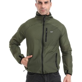 Wulibike Mens Windbreaker Jackets Lightweight men's cycling jacket with Hood Unisex Packable Golf Running Wind Breaker Jacket