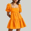 OWNGIGI Women's Summer Dress Square Neck Puffy Short Sleeve Loose