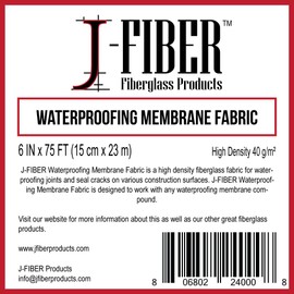 J-Fiber High Density Fiberglass Waterproofing Membrane Fabric - 6" X 75' Roll