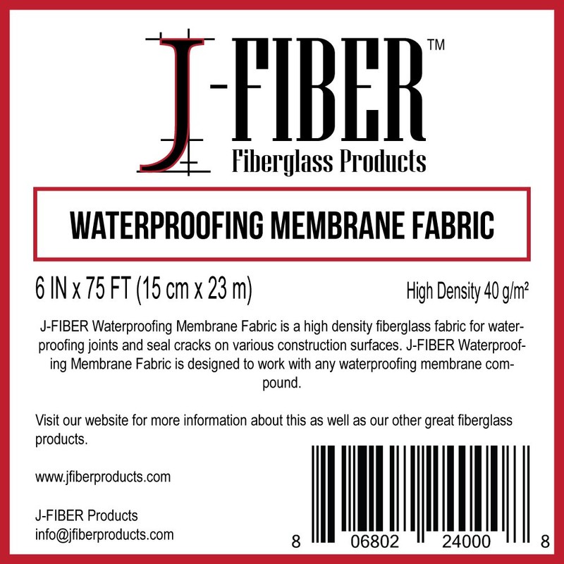 J-Fiber High Density Fiberglass Waterproofing Membrane Fabric - 6" X