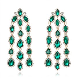 EVER FAITH Tassel Earrings Rhinestone Art Deco Chandelier Sparkling Crystal Vintage Style Teardrop Pierced Dangle Earrings Clear, Crystal
