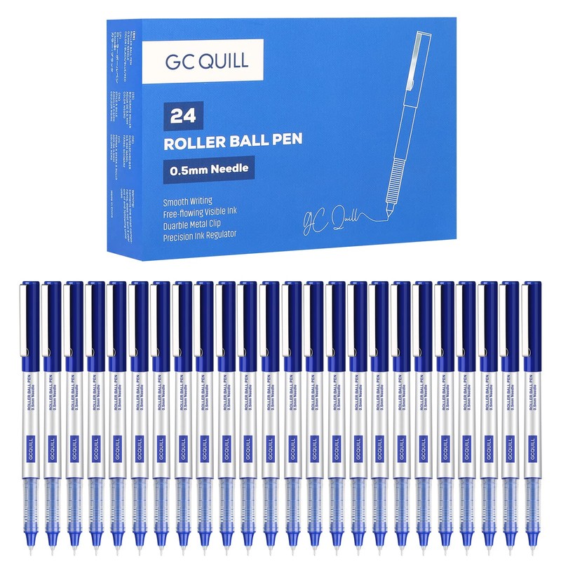 GC QUILL 48 Rollerball Pens 0.5mm Needle Point Black Liquid