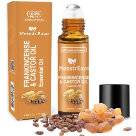 MenstrEaze Frankincense and Castor Essential Oil Roll On, 100% Pure and Natural Castor Oil